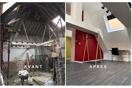 Un avant-apr&egrave;s du chantier de r&eacute;novation d'un h&ocirc;tel de ma&icirc;tre &agrave; Mons